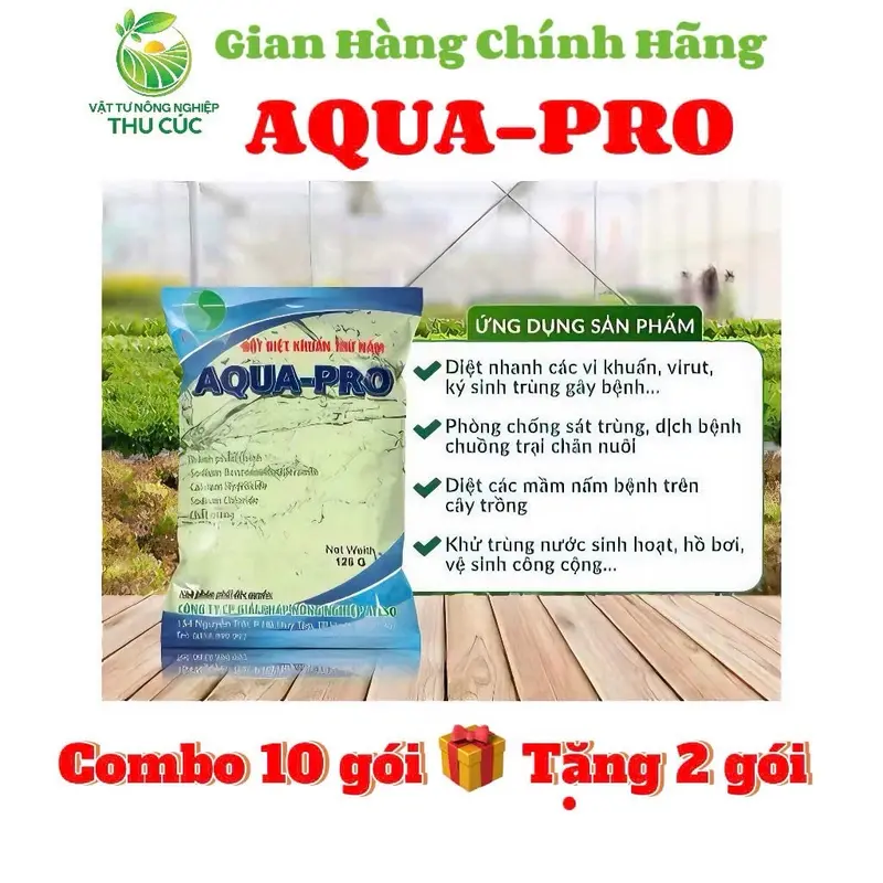 ￼(Chính hãng) 10 gói tặng 2 - Aqua Pro chế phẩm sinh học phòng trừ nấm bệnh trên cây (125gr), rửa vườn, nấm bệnh… 0