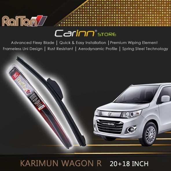 Gambar Raiton Sepasang Wiper Frameless Full Karet Kaca Depan Karimun Wagon R 20" & 16" -2 Buah dari Carinnstore Kota Administrasi Jakarta Pusat Tokopedia