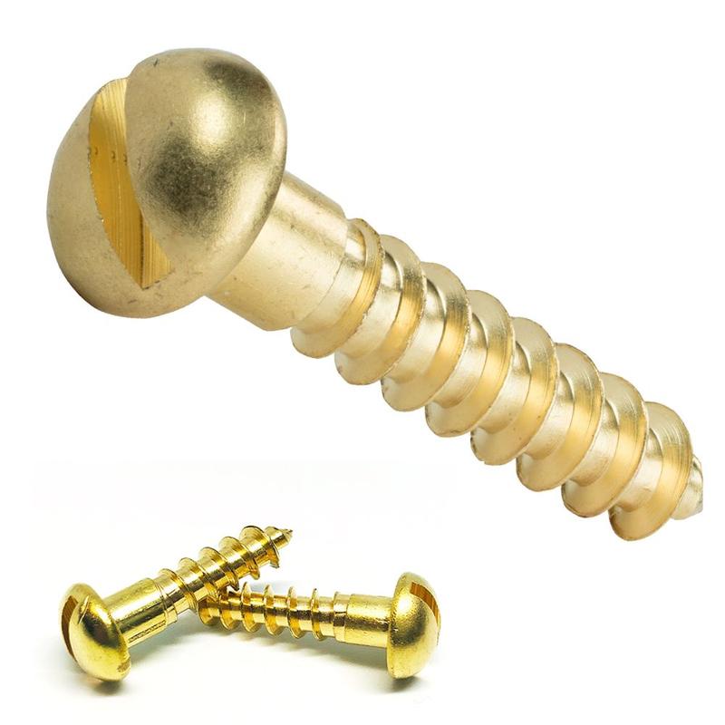 Product Introduction of Hardware Slotted Drive Fasteners Self Drilling Minus Wood Screws Round Head Solid Brass 7