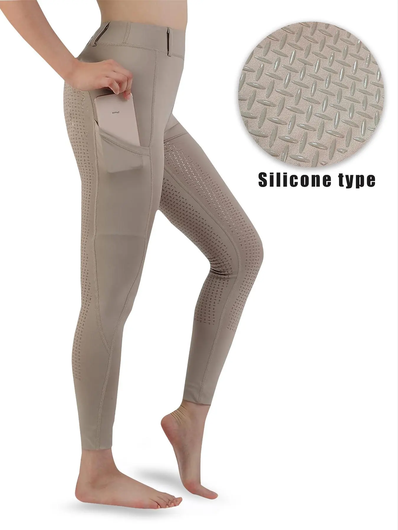 Women's Textured Pocket Design Pants, Breathable Wear-resistant Cycling & Equestrian Pants, High Stretch Non-slip Silicone Design Pants for Women, Sports Leggings, Gymclothes, Exercise