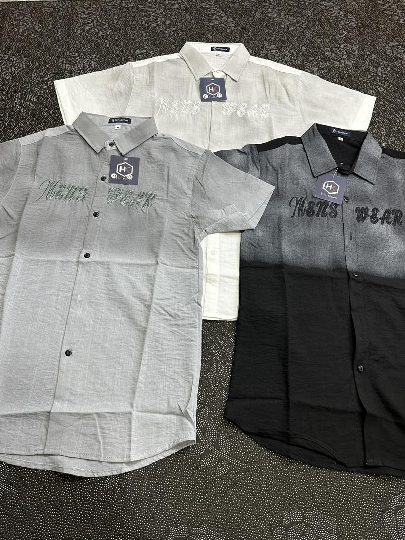 Product Introduction of Áo sơ mi nam nữ tay ngắn chất vải đũi phối thêu chữ nổi Menswear Có Cổ 2