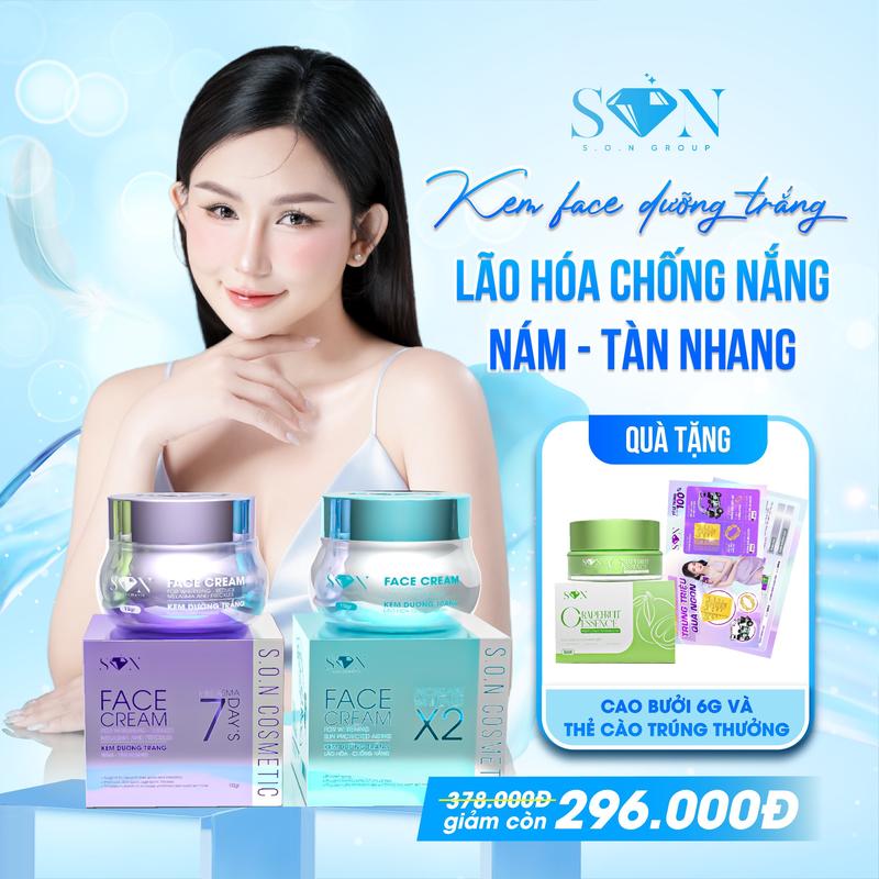 [CÓ PHIẾU CÀO] COMBO KEM FACE ( FACE DƯỠNG TRẮNG + FACE HỖ TRỢ NÁM TÀN NHANG) S O N COSMETIC - CÔ TIÊN MIỀN TÂY Làm Đẹp Da Nữ Skincare Chăm Sóc Da Dưỡng Ẩm Da