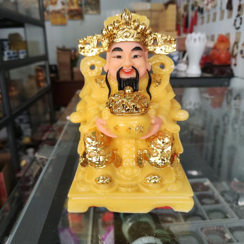 Tượng Thần Tiền Đá Đúc Màu Vàng Cao 20cm