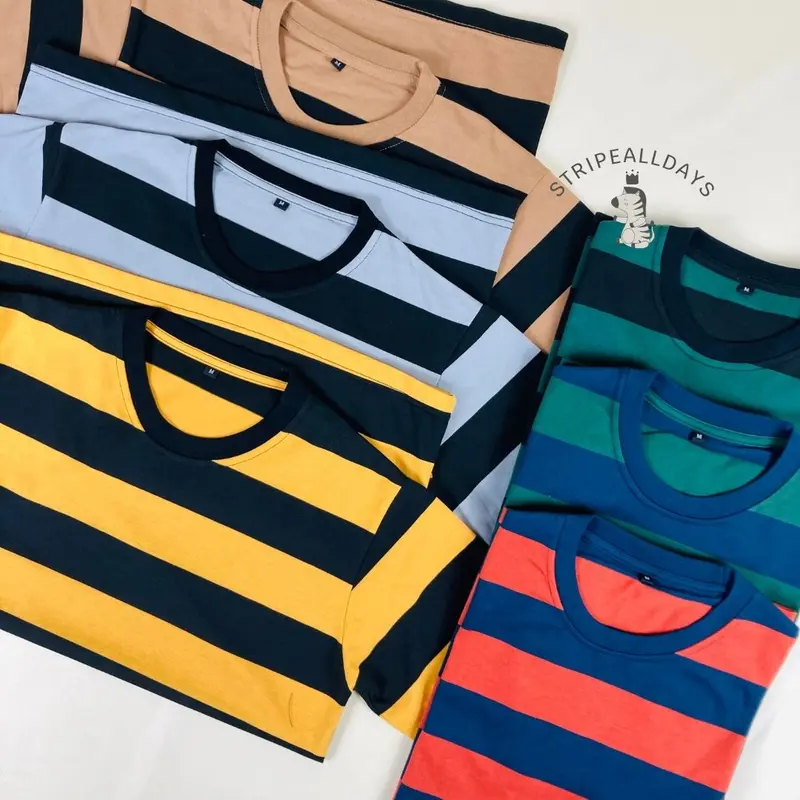 little stripealldays - Kaos Stripe Dewasa BIG V1 Series Lengan Pendek / atasan baju pakaian laki laki2 cowok cewek perempuan unisex strip setrip striped salur garis belang blaster couple / M L XL  / BB 35 kg sampai 85 kg / katun cotton cvc 6