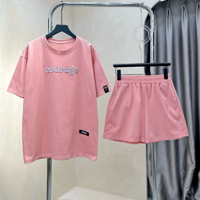 ( Xả Kho ) Sét bộ đùi ( B10 ) Áo Thun In dập nổi phản quang Chữ Corager + quần đùi ( free size 45-70kg ) 0