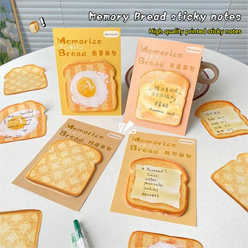 30Sheets Creative Fashion Toast Shape Convenience Sticker Message Paper Adhesive Self Sticky Sticky Notepad School Supplies 4