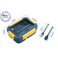 Gambar Lunchbox Set 3 Sekat Microwavable 1500 ml Anti Tumpah + Sendok - Bpa Free - OR 0224 - Yellow dari Ollahomeliving Kota Bogor 3 Tokopedia