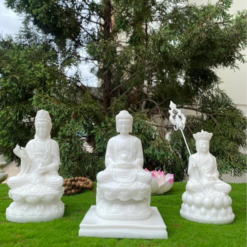 Bộ Tây Phương Tam Thánh Phật mini cao 11cm gồm Phật A Di Đà có đế, Bồ Tát Quán Âm, Địa Tạng Bồ Tát trang trí thờ tự nhỏ, decor Phật Giáo, tiểu cảnh, bàn làm việc Decor Phòng Trang Trí Nhà Vietnam Đạo Phật Đồng bàn thờ