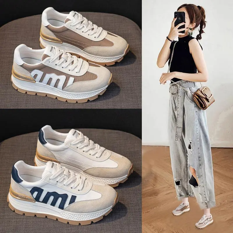 Platform Daddy Shoes Leather Casual Shoes Women's Fleece Shoes Women's Cortez Shoes Girl Trainers Runner Training Footwear Sneakers Closed Athletic Running vivaia  shoes