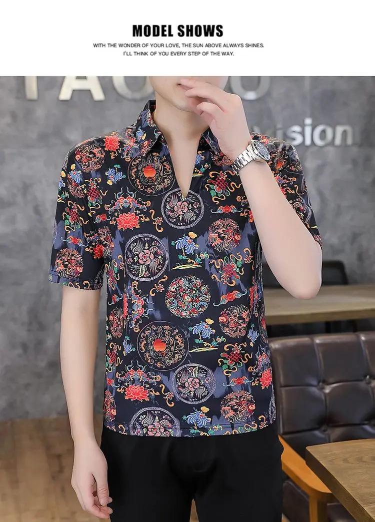 Product Introduction of summer loose casual harajuku Y2K perspective printed shirt male short sleeve fashion all-match streetwear pullover top men tee 8