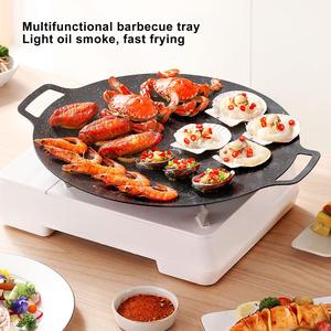 Sartén para parrilla de 38 cm, plancha redonda antiadherente para barbacoa, mango de plancha redonda para barbacoa con , placa de estufa multifuncional para carnes, panqueques, costillas
