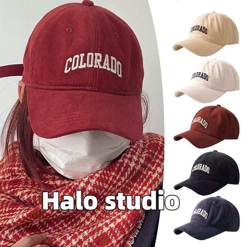 Halo studio พร้อมส่ง Y2K Ins Cap หมวกเบสบอลของผู้หญิงใหม่ COLORADD เย็บปักถักร้อยจดหมาย