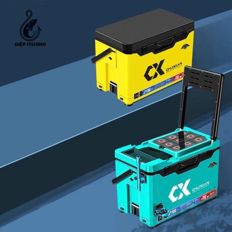 Chính Hãng Thùng câu cá CHUXIAN 32 lít đầy đủ phụ kiện gắn thùng. Siêu đẹp siêu bền màu chất lượng cao Đi Câu Fishing Bắt Cá Carbon Đồng Mồi thung caudai đài