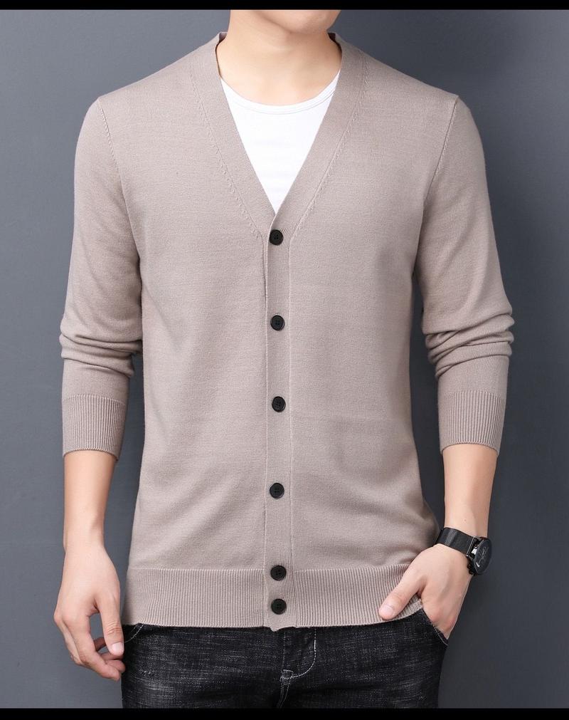 Product Introduction of Áo Khoác Cardigan Len Dệt Kim, Hàng Mới Về, Thích Hợp Cho Mùa Xuân Và Mùa Thu, Phong Cách Thường Ngày Màu Trơn Áo Len Mỏng Cho Nam, Thích Hợp Cho Nam Trung Niên Menswear 12