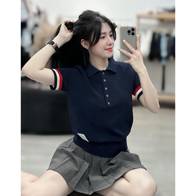 Áo Polo Len Nữ Vải Mềm Co Giãn Viền Tay Hàng QC Minxu Shop PZ47 - Áo Nhẹ Vải Mềm Cho Nữ