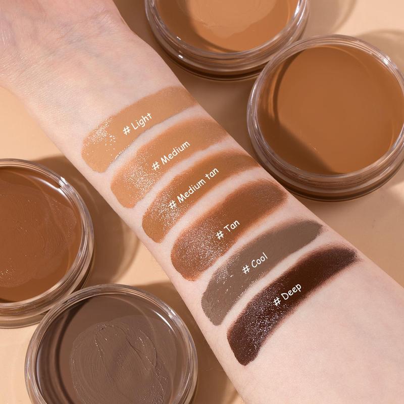 Long Lasting Bronzer Cream, 1 Box Facial Compact Bronzing Cream, Easy to Apply with Buildable Coverage, Contouring Cream for All Skin Tones, Valentine's Day Gift 6