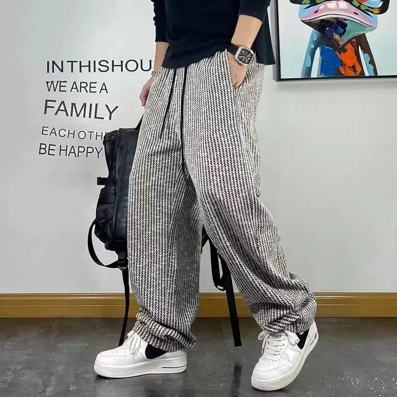 Quần Dài Nam, Phong Cách Mỹ, Mùa Thu Và Mùa Đông, Lót Lông Cừu, Hợp Xu hướng, Thương Hiệu, Dáng Rộng Vừa Vặn, Dễ Phối Đồ, Thích Hợp Cho Mùa Xuân Và Mùa Thu, Quần Thường Ngày Quần Ống Đứng, Ngoại Cỡ Menswear 1