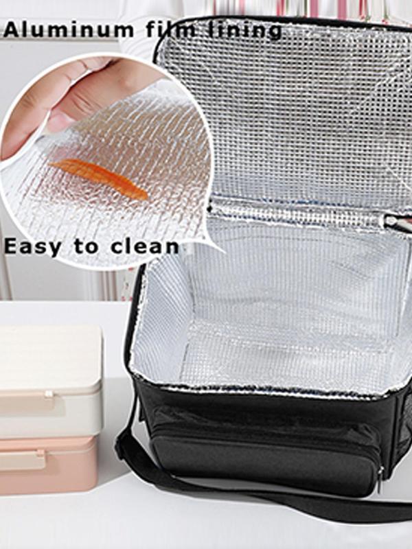 Letter Pattern Lunch Bag, Large Capacity Leakproof Insulated Lunch Bag, Portable Lunch Box Bag for Students and Office Workers, Travel and Picnic 4