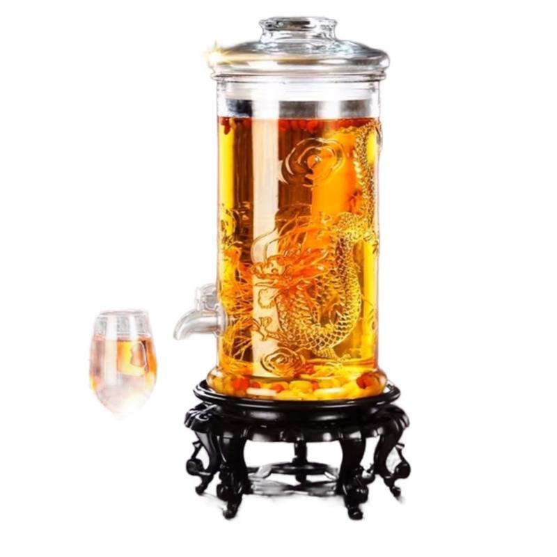  Bình Ngâm Rượu Thủy Tinh Trụ Rồng 10 Lít Có Vòi   Không Vòi. Bình Trụ Rồng 10L Có Van Không Van Dày Chắc Bền Đẹp 