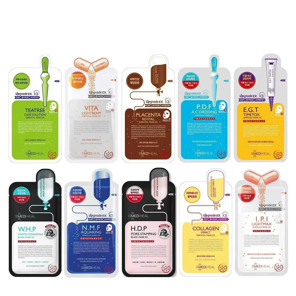 Hộp 10 Mặt Nạ Giấy Mediheal Mask EX Cấp Ẩm, Điều Tiết Bã Nhờn, Cung Cấp Dưỡng Chất Cho Da