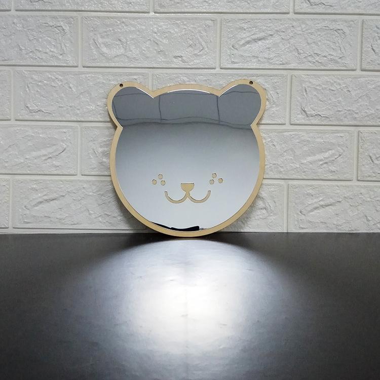 Product Introduction of Acrylic Wooden Mirror Cute Teddy Bear Mirror Home Decor Creative Home Wooden Crafts Wall Decorations Makeup Mirrors 2
