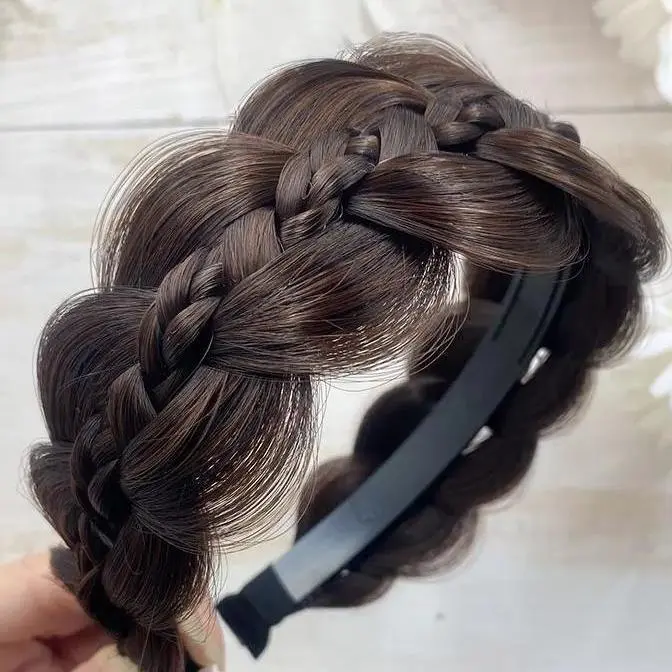 Băng Đô Tóc Giả Bện Xương Cá, Băng Đô Bện Xoắn, Tăng Đầu Sọ, Băng Đô Bện Nâng Cấp, Chống Trượt