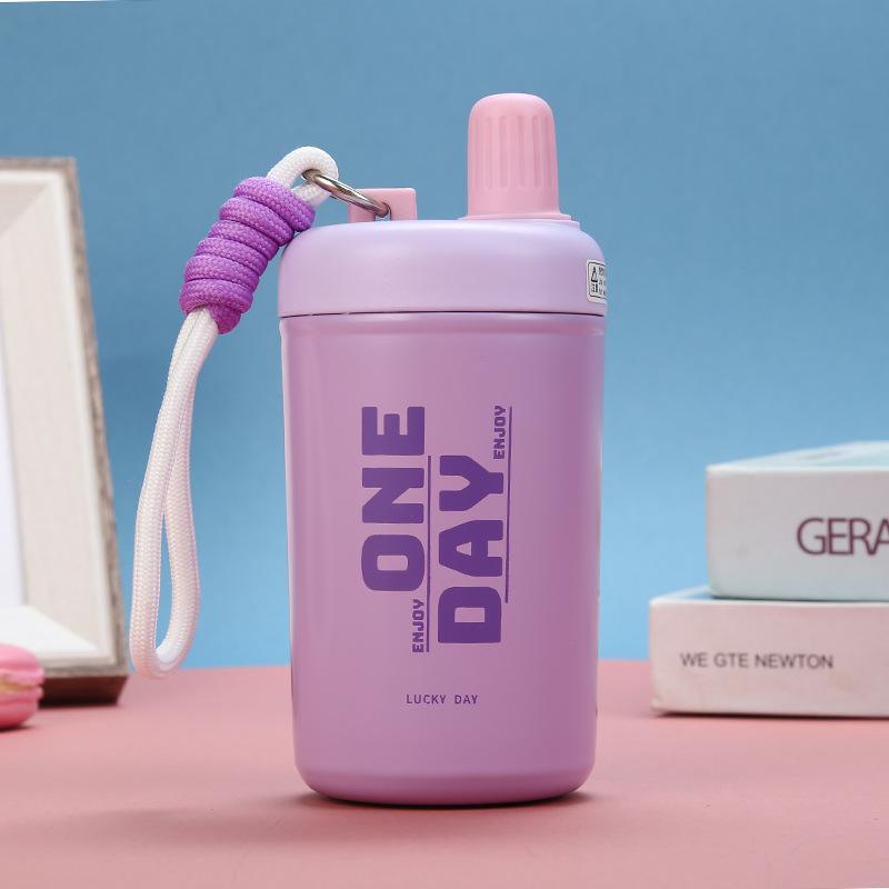 stainless steel Chihiro thermos cup high appearance level portable thermal insulation with rope straw outdoor accompanying water cup 8