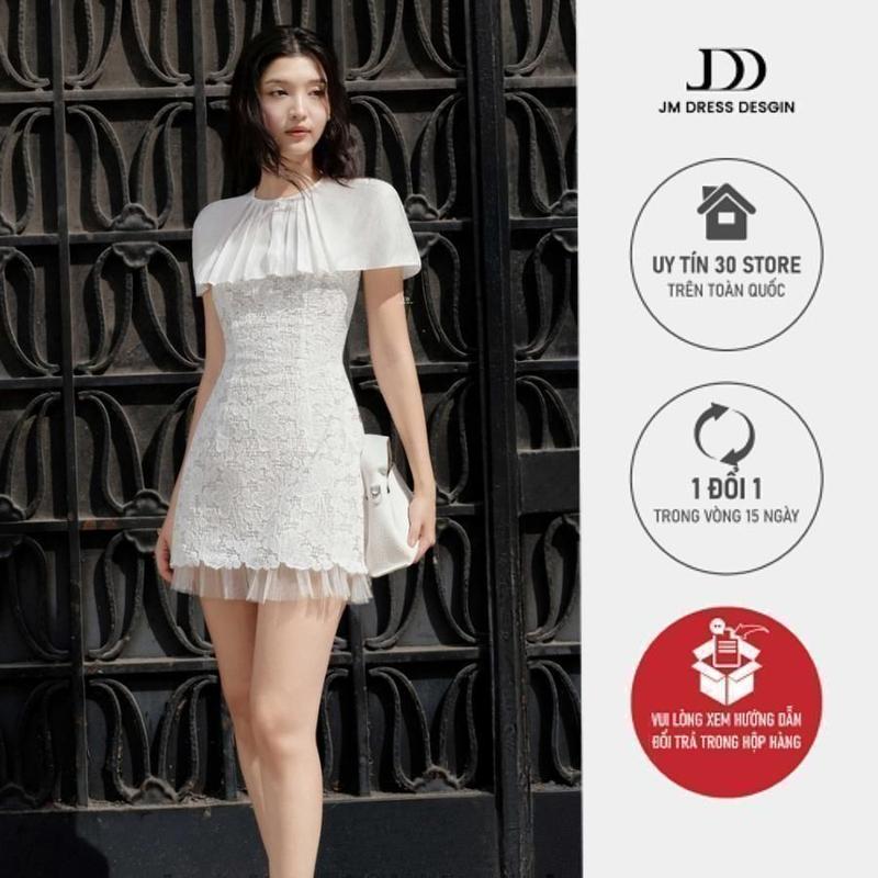  Đầm quây ren chân rập ly phối cape sang trọng gợi cảm 1P05.2506L Váy ren dự tiệc thiết kế bởi JM Dress Design 