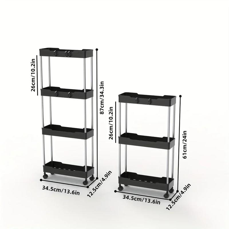 Product Introduction of Bathroom Storage Rack With Wheels 3/4 Layer Rolling Utility Cart Bathroom Storage Organizer Multi-purpose Corner Shelf 8