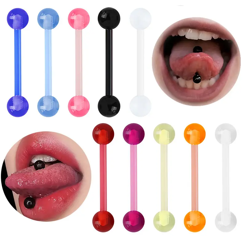 Soft Rod Acrylic Ear Bone Studs Straight Rod Barbell Tongue Stud Earrings Belly Button Stud Piercing Jewelry