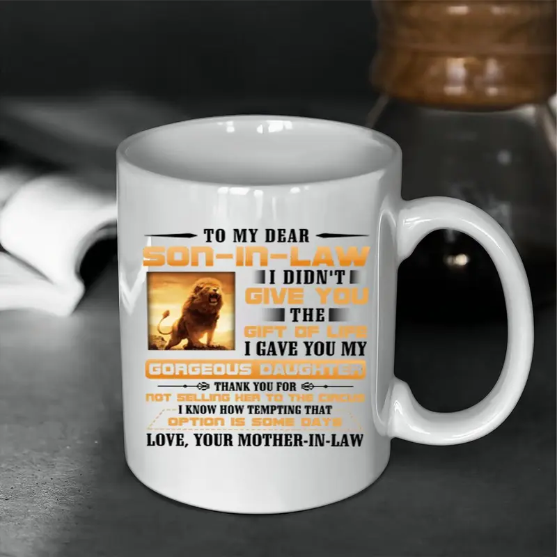 11oz Mug, 1 Count To My Son in Law Funny Letter   Heat Resistance Coffee Mug with Handle, Birthday Anniversary Wedding Gift for Son in Law 5
