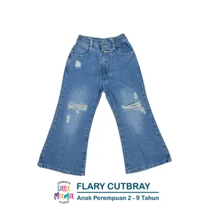 Mixmix FLARY CUTBRAY - Celana Cutbray Jeans Sobek Ripped Anak Perempuan 2 - 9 Tahun