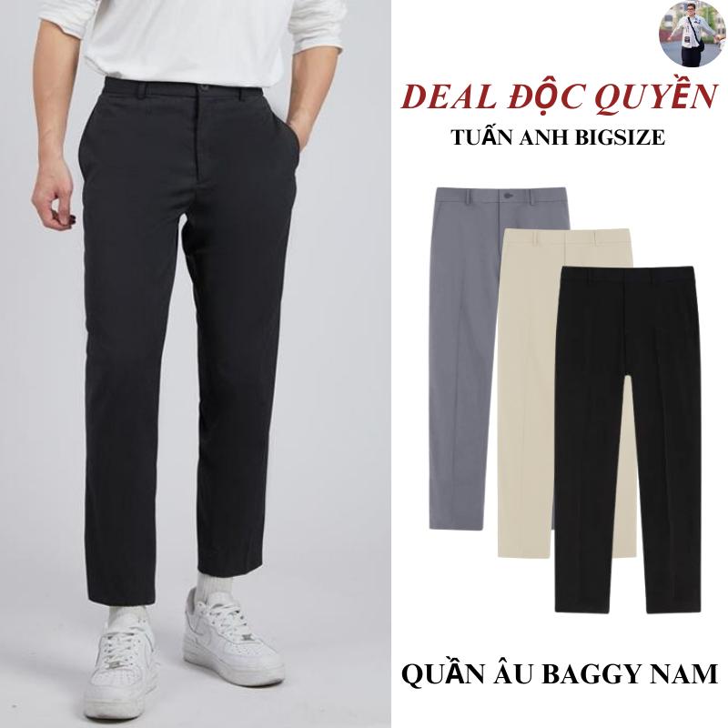   Có BigSize  Quần nam âu form dáng baggy cạp cao 3 màu: Đen Be Ghi trẻ trung năng động Menswear Nhung Pants Có Túi Màu Đen 