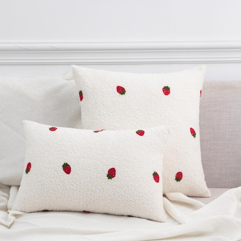 Product Introduction of Cartoon Fruit Fluffy Pillow Case, 1 Count Cute Cartoon Plush Cushion Cover without Filler, Decorative Cushion Cover for Home Sofa Bed 1