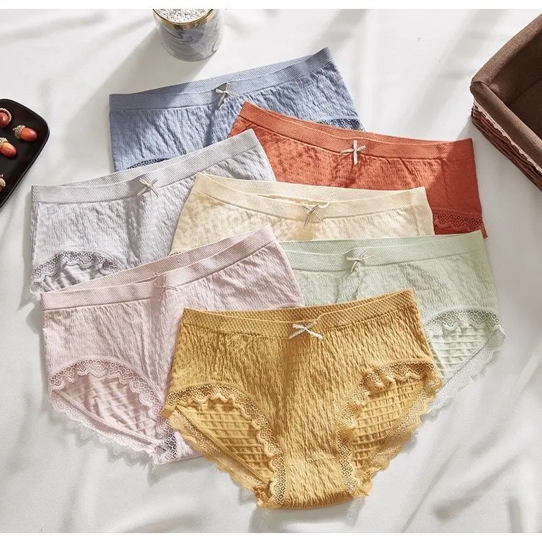 [Set 10 quần ] Quần Lót Nữ Cotton Dệt Kim - Quần Chip Nữ kháng khuẩn thoáng mát đính nơ xinh