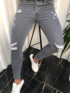 Men's Solid Color Distressed Ripped Slim Denim Jeans, Street Fashion Casual Comfy Pocket Jeans for Daily Wear, Trendy Men's Bottoms for All Seasons, Cotton