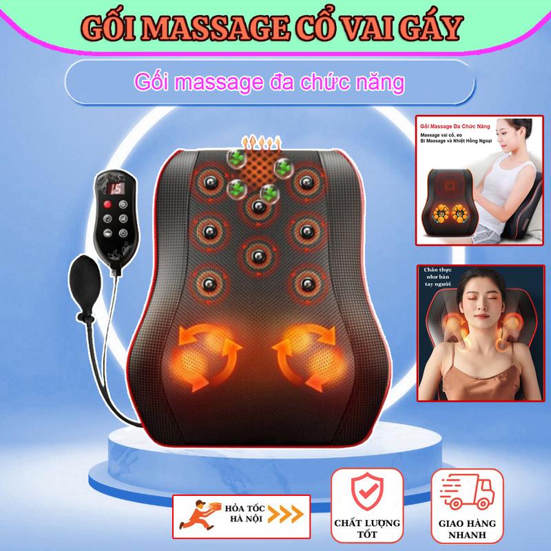 Gối Massage Cổ Vai Gáy Hồng Ngoại Bản Cao Cấp Thế Hệ Mới Bản Đủ Có Rung, Hỗ Trợ Cải Thiện Nhức Mỏi Toàn Thân Hiệu Quả - Máy Massage Đa Năng máy  mát