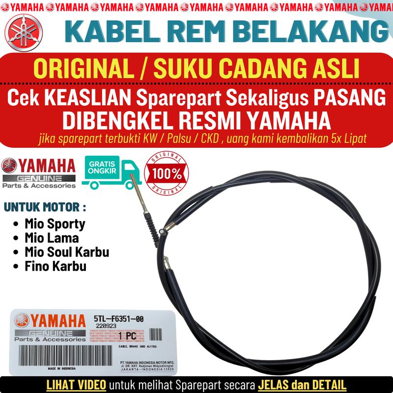 Kabel Tali Rem Belakang Mio Sporty Smile Soul Fino Karbu Carbu Original Yamaha Genuine Parts 1