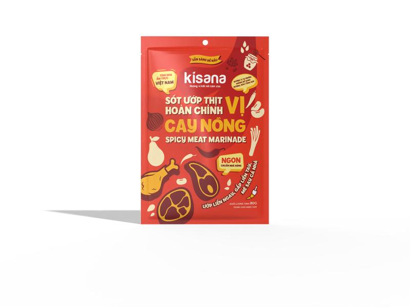 Sốt ướp hoàn chỉnh vị cay nồng Kisana 80g - Gia vị ướp thịt nướng thơm ngon chuẩn vị nhà hàng 1