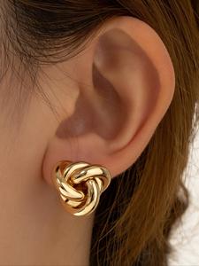 Arete de botón para mujer con diseño elegante de nudo, 1 par de arete de botón retro de moda, Joyería vintage para mujeres y niñas para uso diario y decoración de fiestas