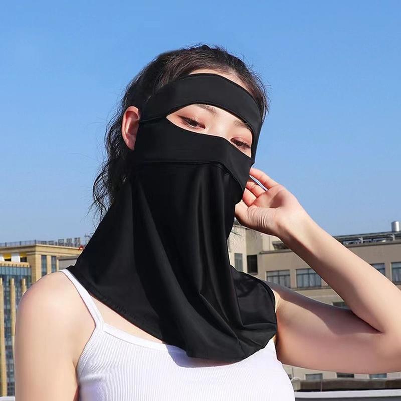 Product Introduction of New Ice Silk Mask Summer Breathable Mask UV Protection UPF50+ Sun Protective Scarf Face Neck Shoulder Anti-UV Sunscreen Shawl for Women 10