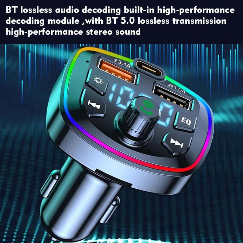 Product Introduction of Car Hands-Free Bluetooth-compaitable 5.0 FM Transmitter Car Charger USB Audio Kit Receiver J5N2 29