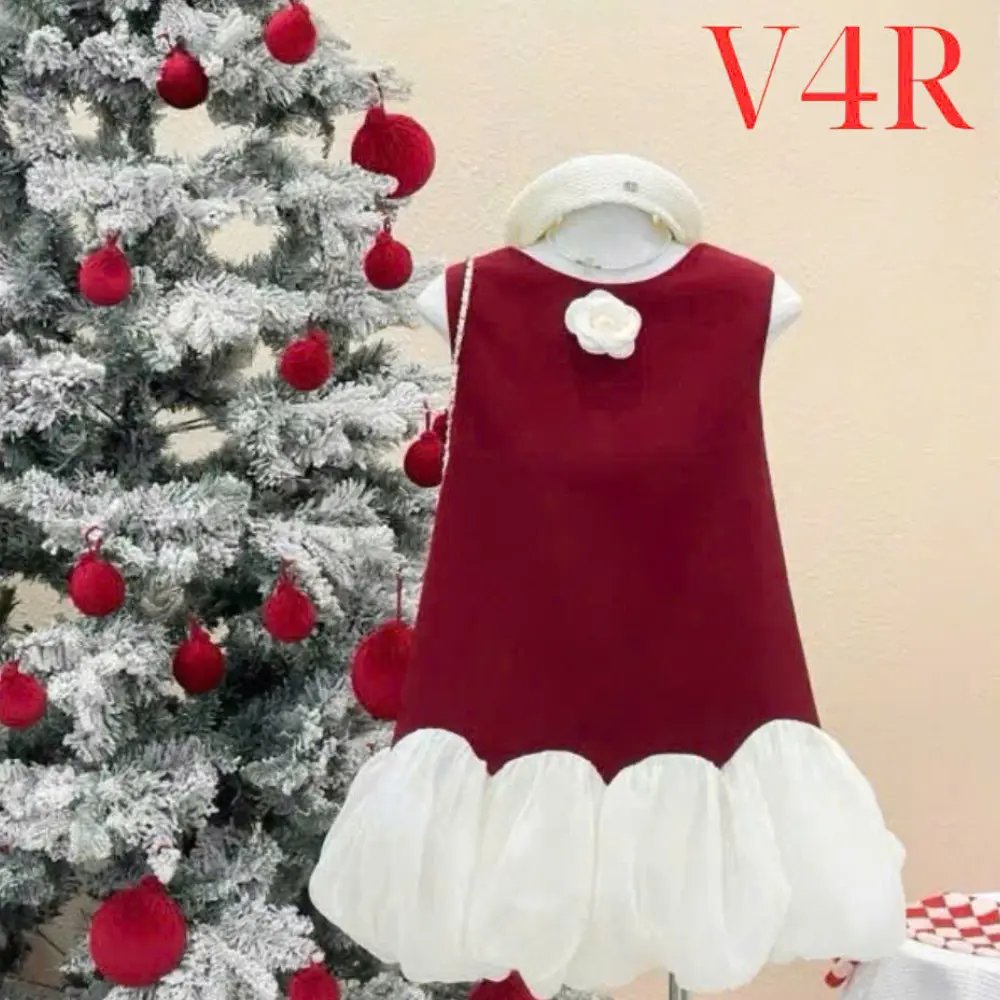 Mã V4R: (20kg - 60kg) Đầm chữ A sát nách phối lai bí xinh cho bé gái