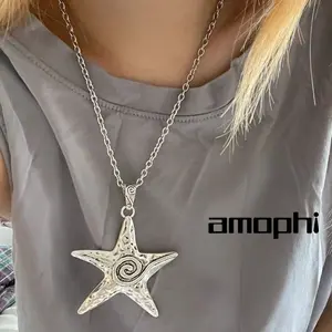 amophi Kalung Bintang Laut Untuk Wanita Ceru Retro Retro Manis dan Keren Subkultur Gaya Hot Gaya Ins Bintang Bintang Laut Bintang Rantai Tulang Belakang C240