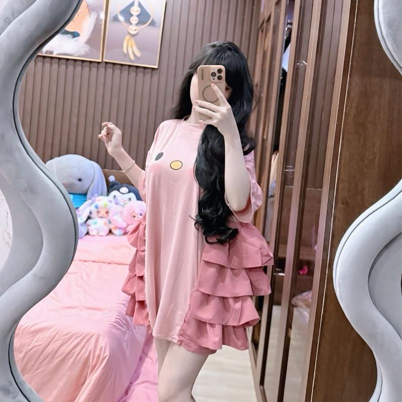 TBB Đầm Babydoll Thun Cotton In Hình Mèo Dễ Thương. Đầm Mặc Thường Ngày. 8