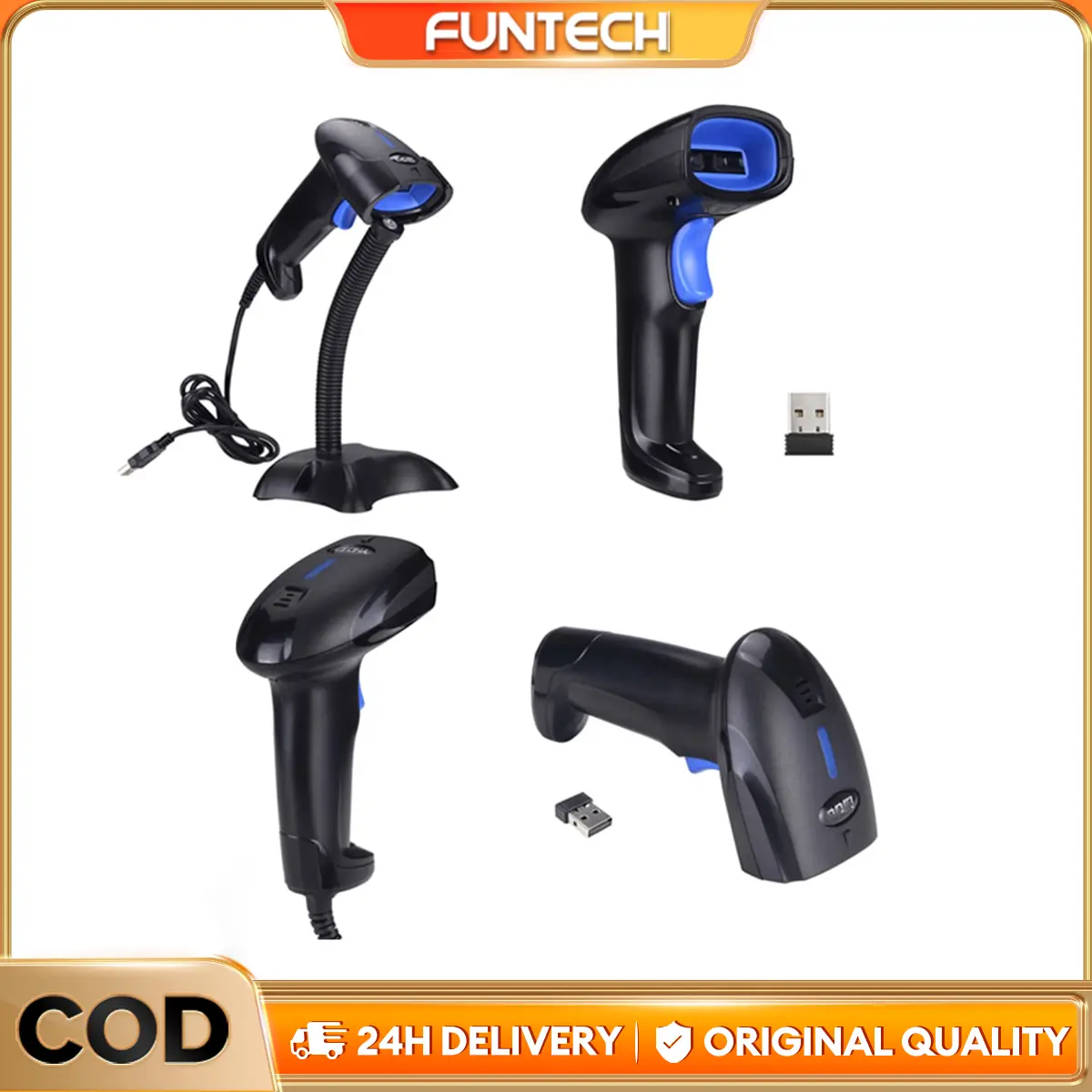 1D USB Laser Barcode Scanner 2D QR Handheld Bar Code Readers Scanning Tools Devices For Store Supermarket Library Warehouse