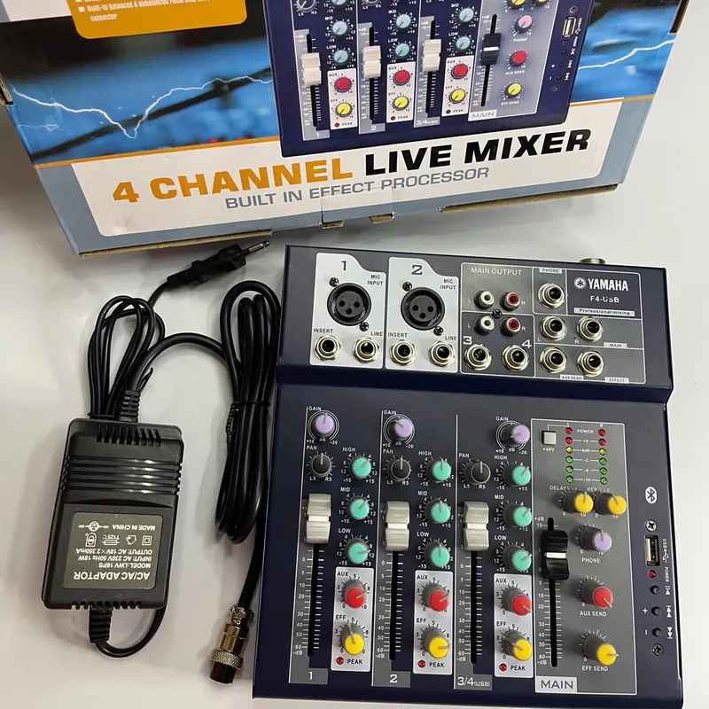 Bộ Chọn Âm Thanh, Bàn Mixer F4 USB Có Bluetooth, Tặng Giắc 6,5 2