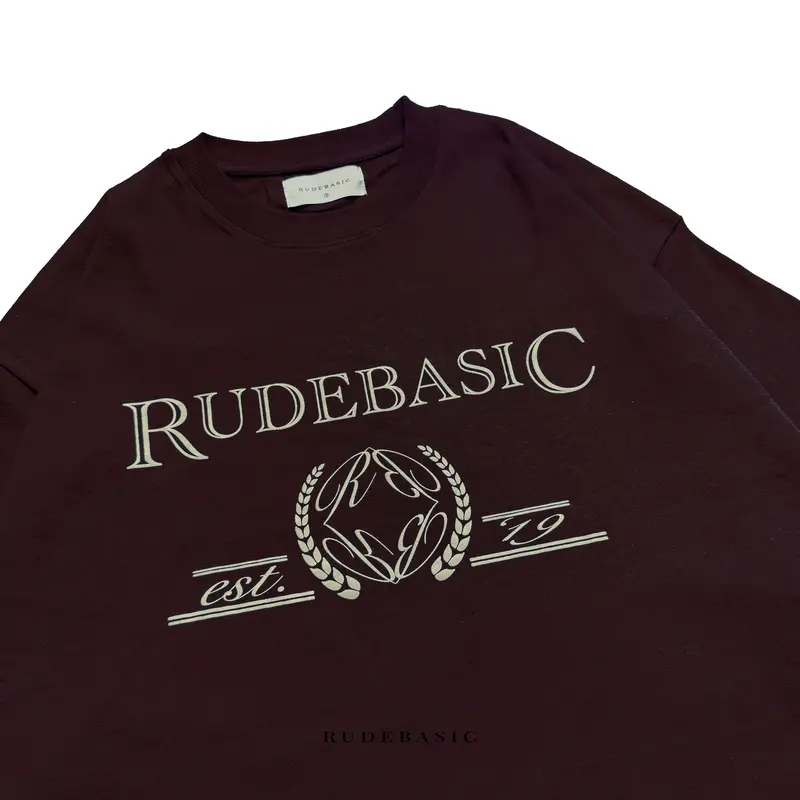 RUDEBASIC - Uni Burgundy Oversized Tee | Heavy weight | Tshirt Pria 4