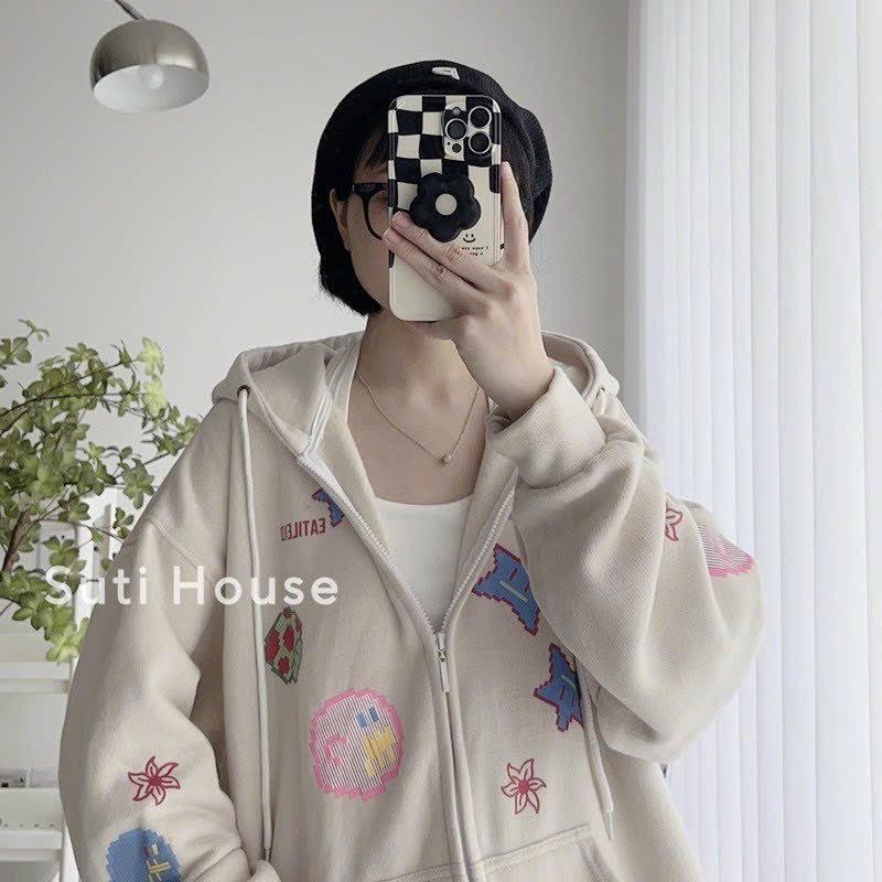 Product Introduction of Áo Khoác Nỉ Hoddie Form Rộng Họa Tiết Hoạt Hình Cute -Siêu xᶖnh Thời Trang Thu Đông TP Hoodie Nữ Women Top 17
