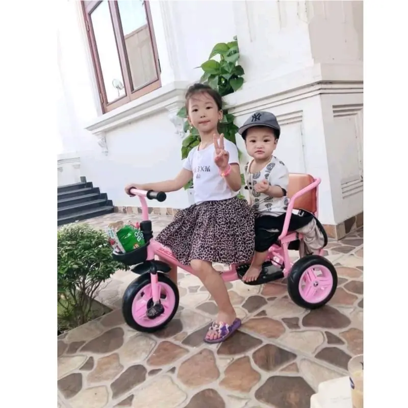 Xe đạp xích lô cỡ đại 2 ghế cho bé 2-6 tuổi - xe đạp 3 bánh trẻ em 7